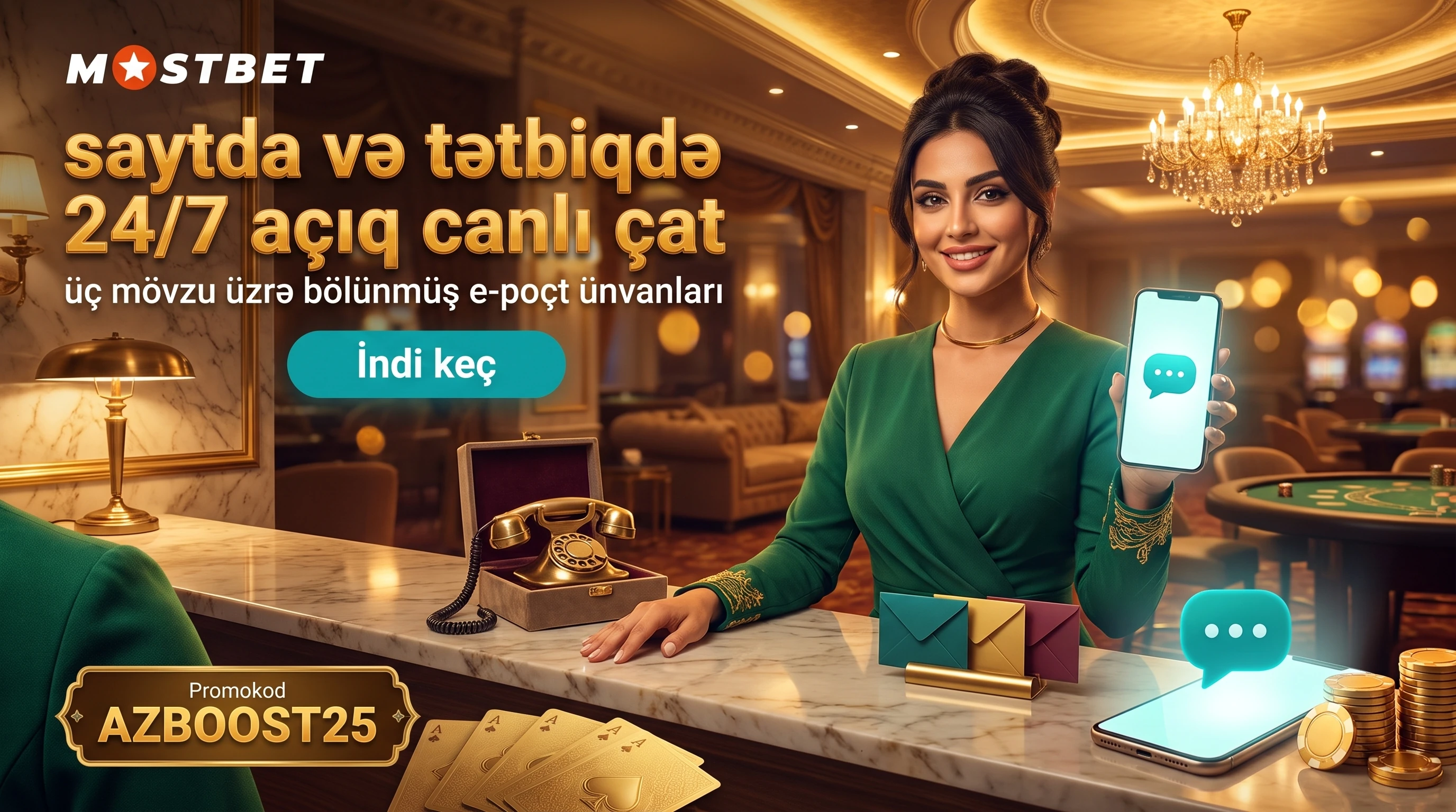 Mostbet müştəri xidmətinin çatı və üç e-poçt ünvanı