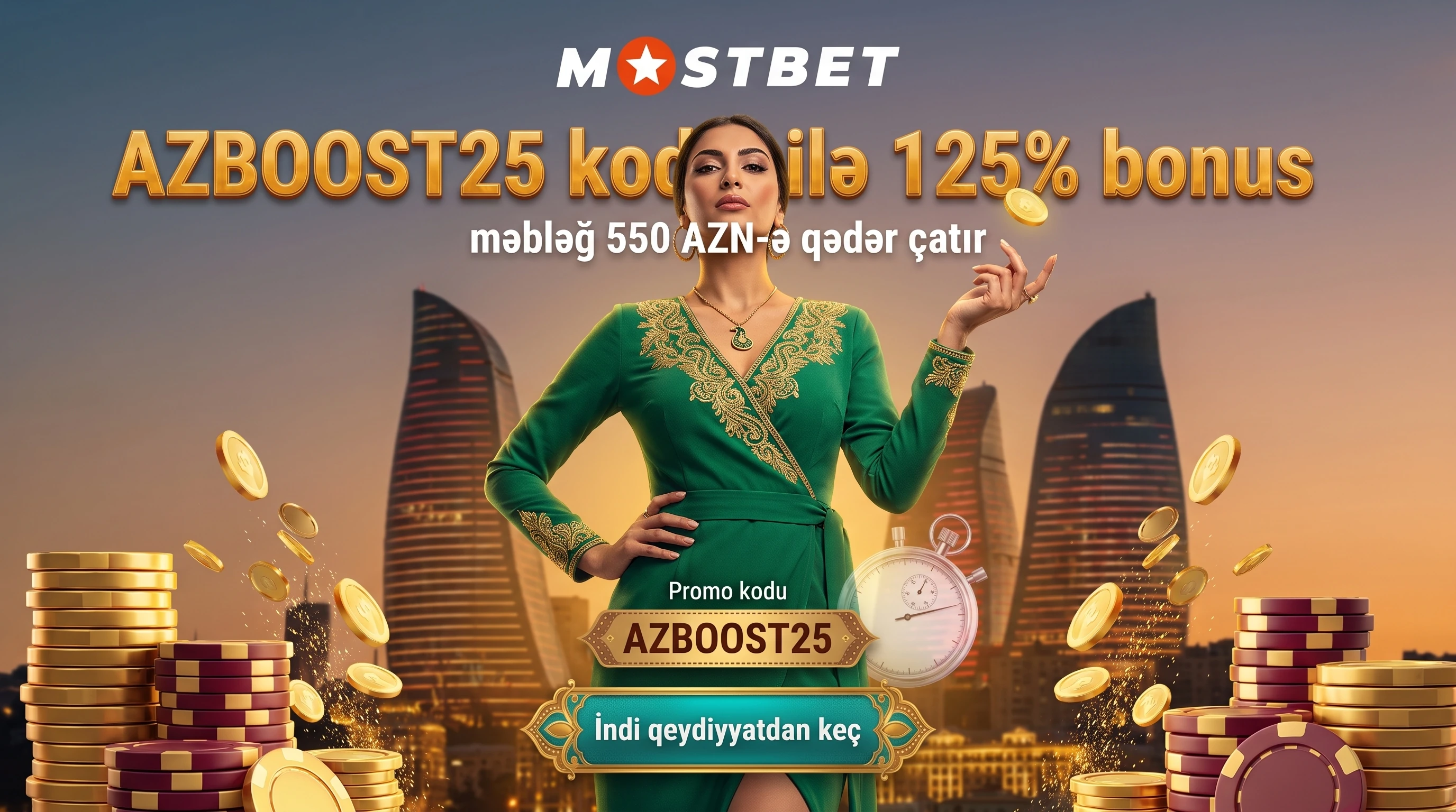 Mostbet promo kod ilə ilk depozitə 125% — 550 AZN-ə qədər