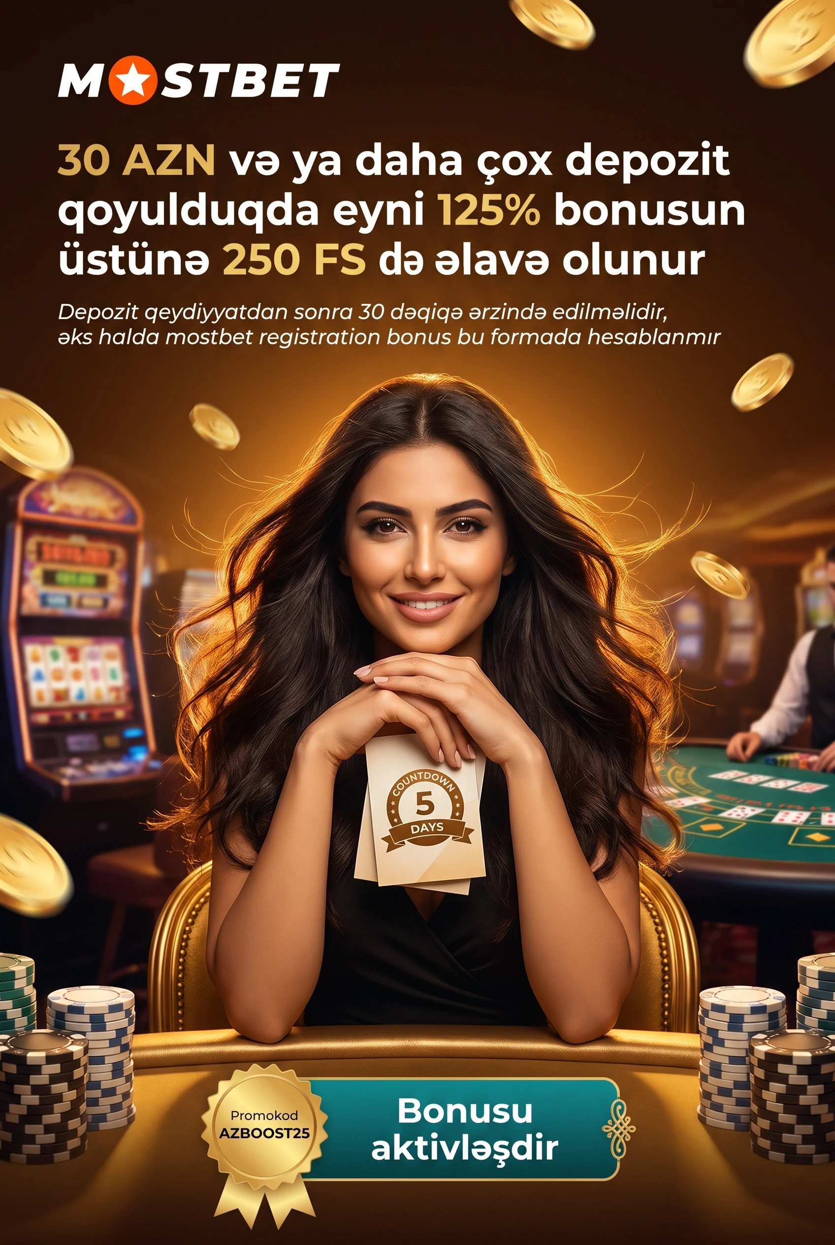 İlk depozitdə 125% bonus və 250 FS şərtləri